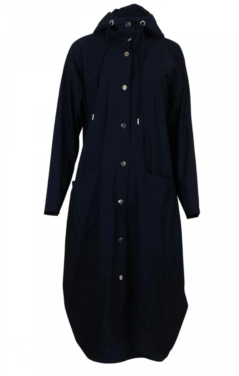 24177- Naya Hooded Mac Coat w/ Tulip Hem- Navy