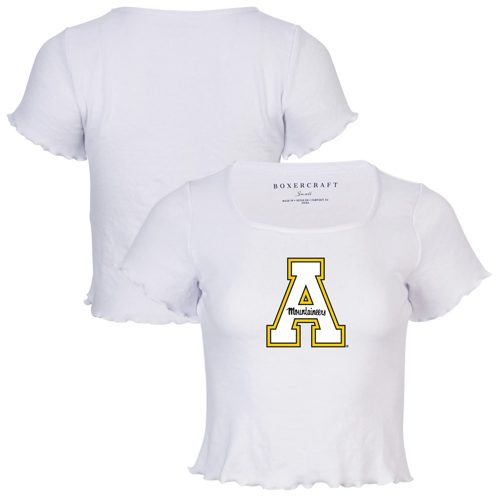 Appalachian State Mountaineers Women's White Baby Top T-Shirt