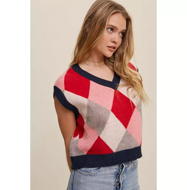 Argyle Cropped Sweater Vest