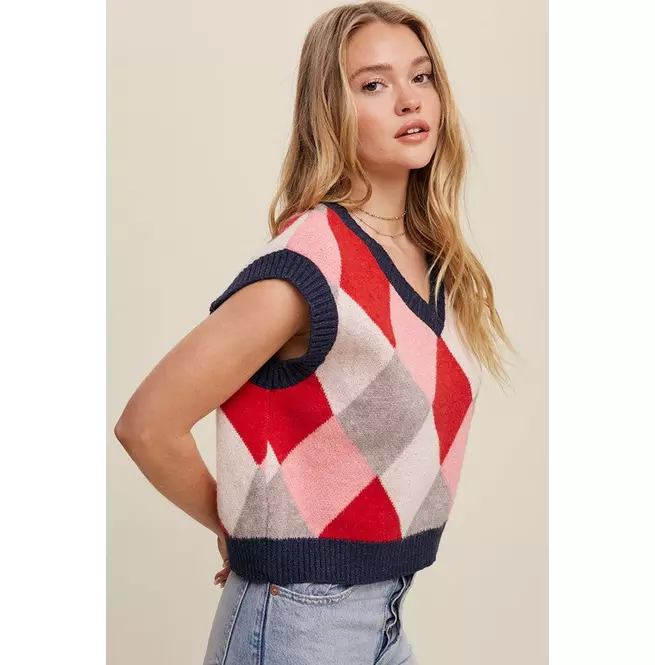 Argyle Cropped Sweater Vest