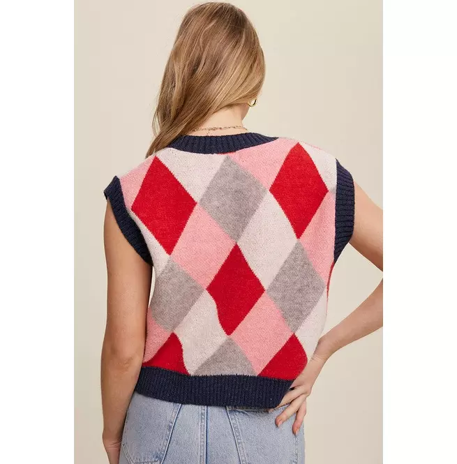 Argyle Cropped Sweater Vest