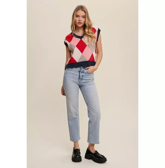 Argyle Cropped Sweater Vest