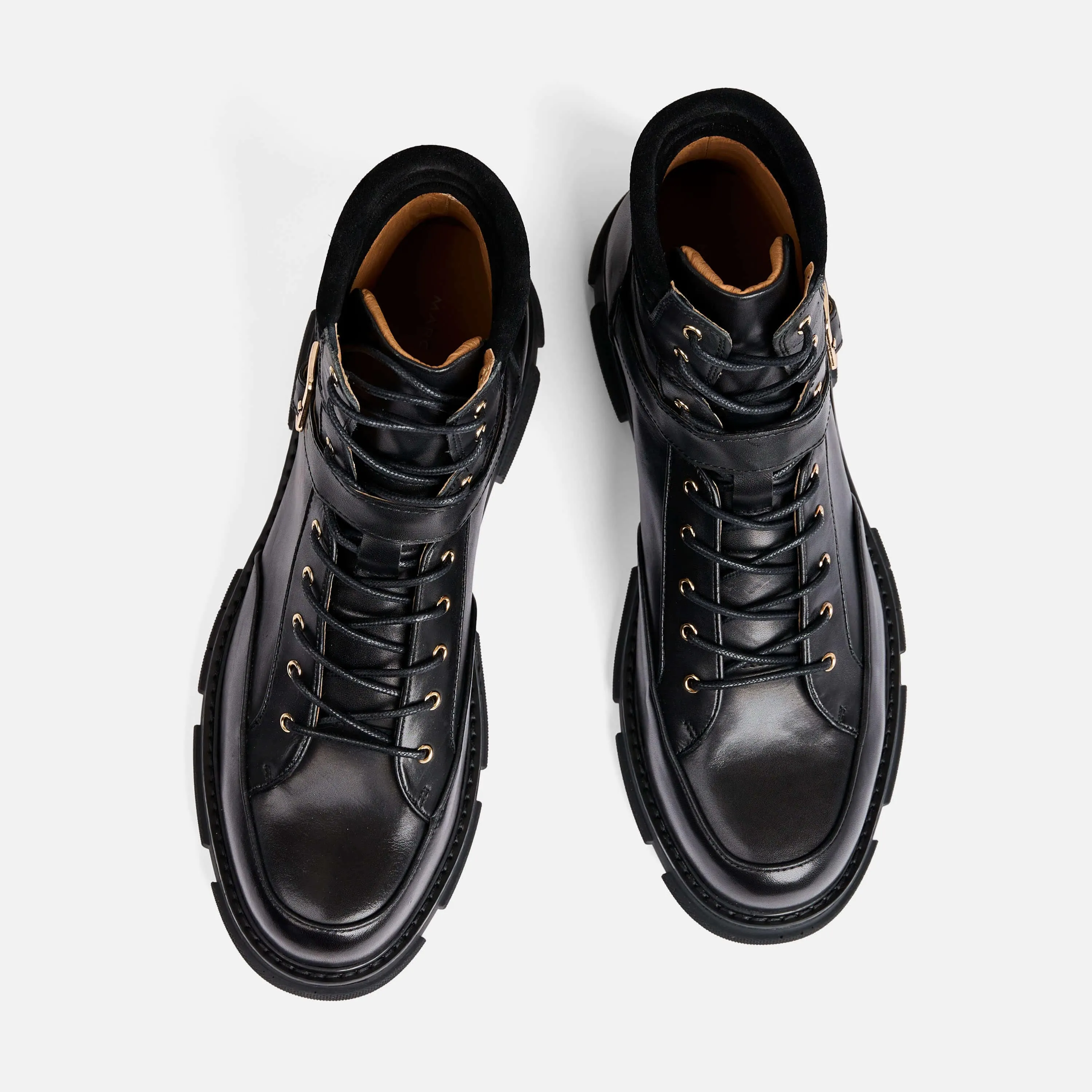 Atlas Black Leather Strap Boots