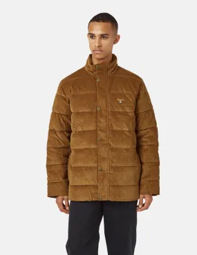 Barbour Crested Baffle Quilt Coat (Cord) - Beige/Ivy Tartan