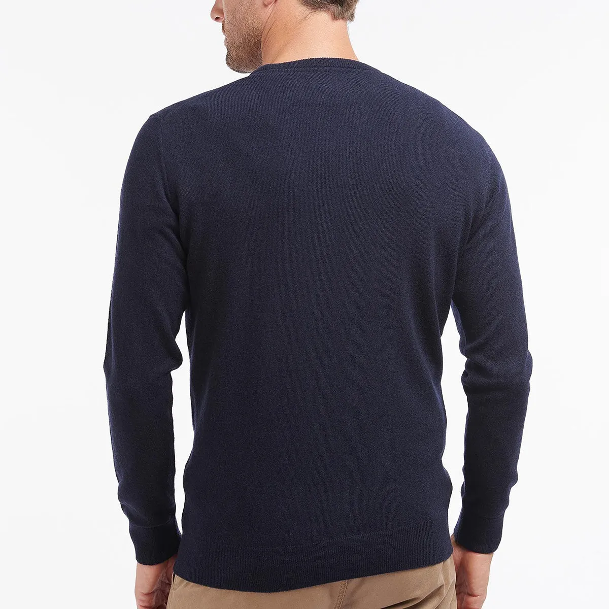 Barbour - Essential Lambswool Crew Neck Jumper in Plain Navy