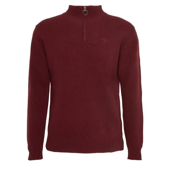 Barbour Mens Essential Lambswool Half Zip Sweater in Ruby