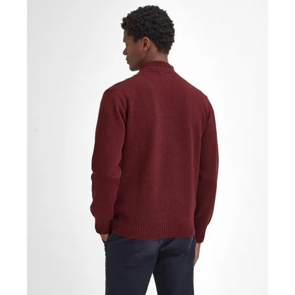 Barbour Mens Essential Lambswool Half Zip Sweater in Ruby