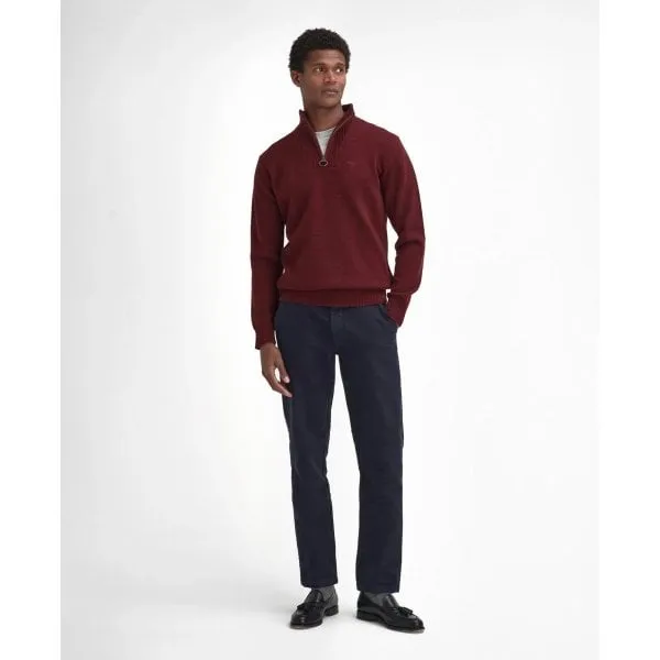 Barbour Mens Essential Lambswool Half Zip Sweater in Ruby