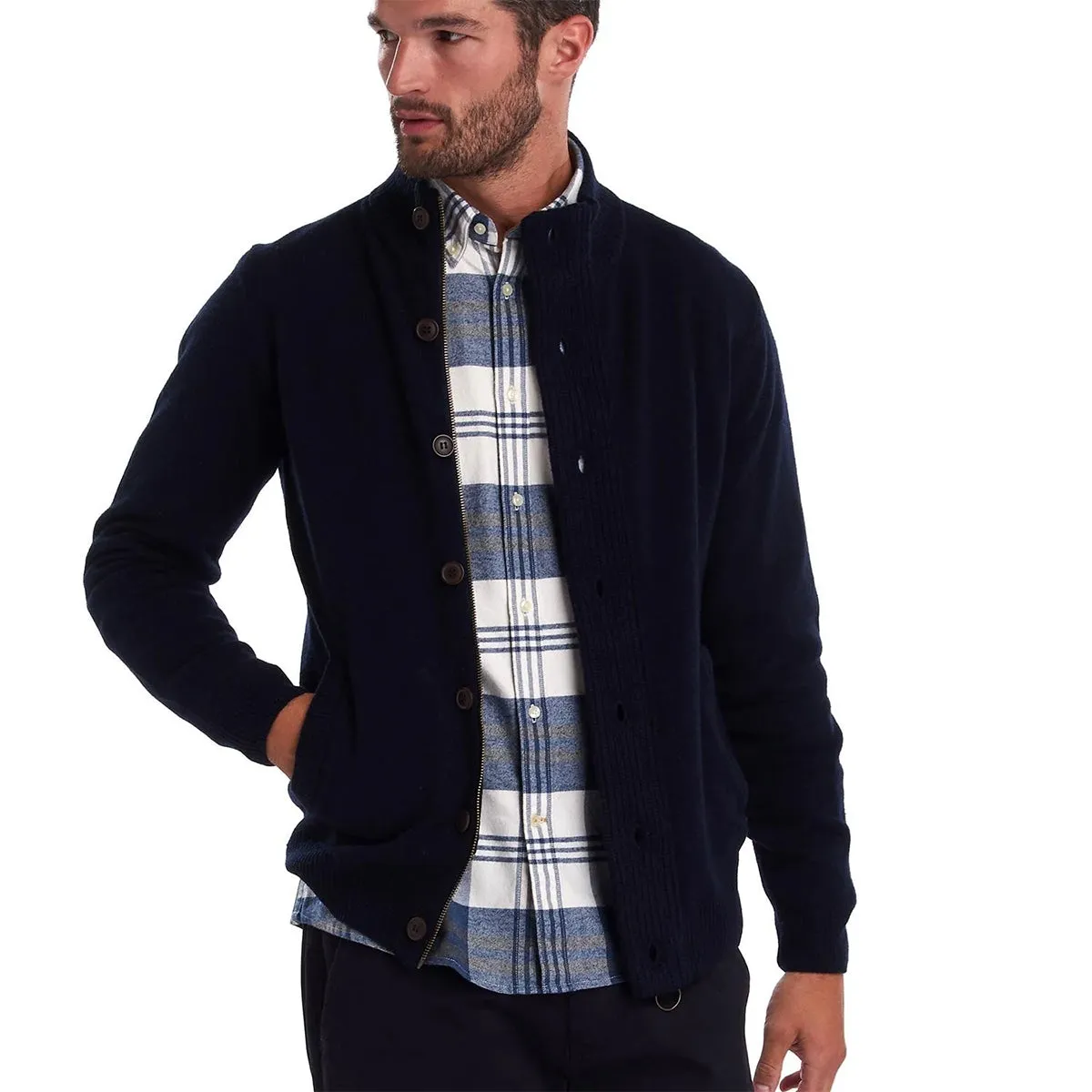 Barbour - Patch Full Zip Up Cardigan in Navy