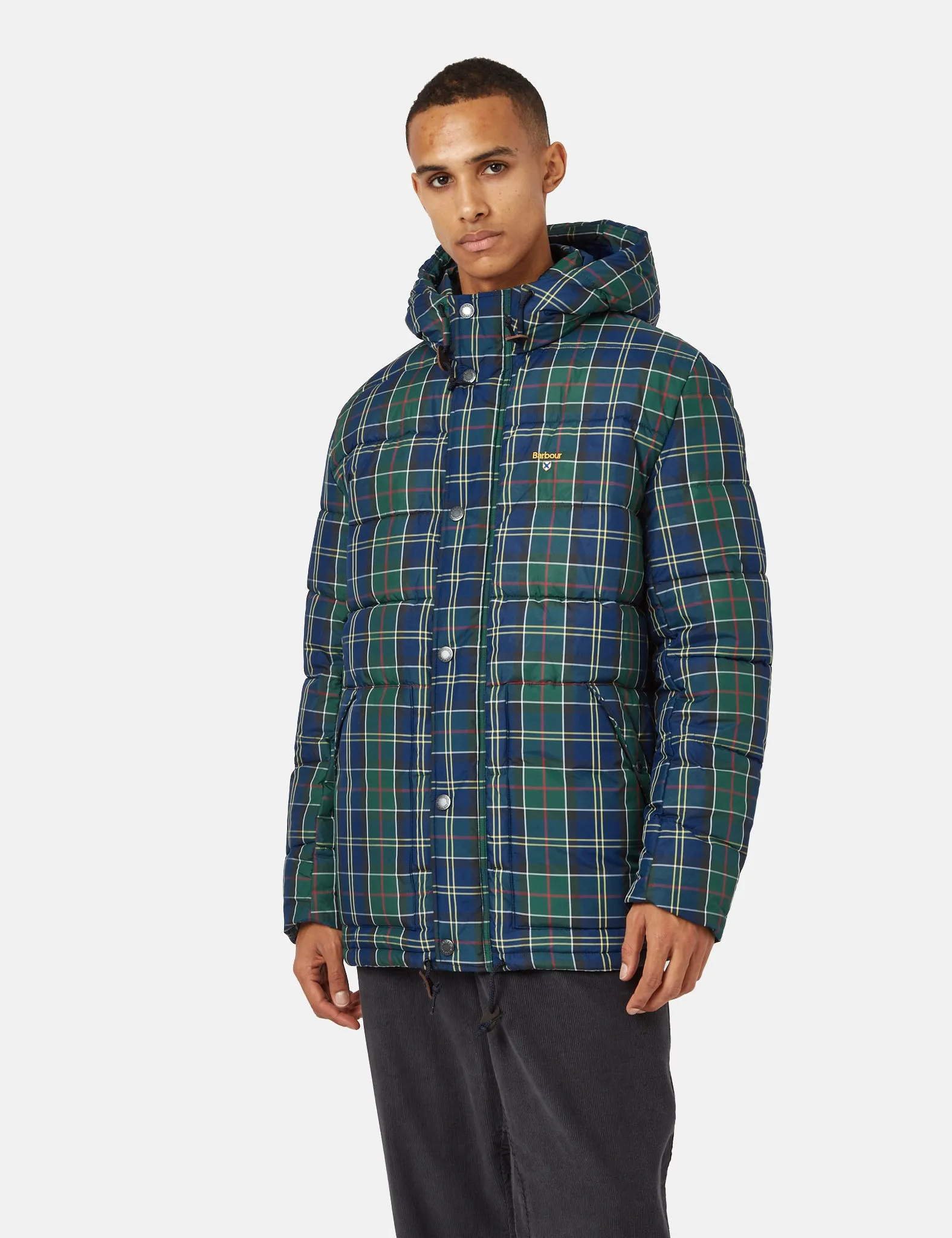 Barbour Tartan Blaine Baffle Quilt Coat - Ivy Tartan Green