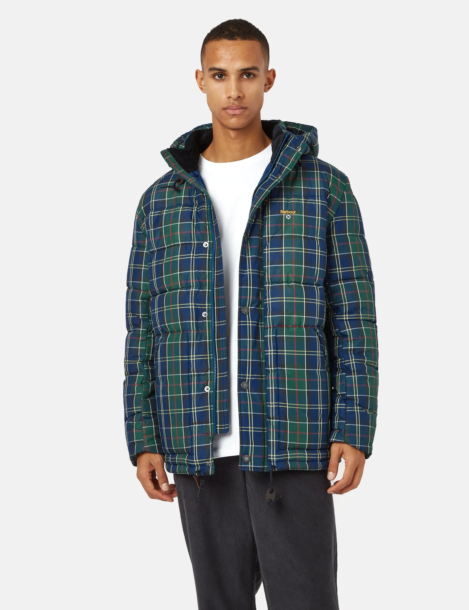 Barbour Tartan Blaine Baffle Quilt Coat - Ivy Tartan Green