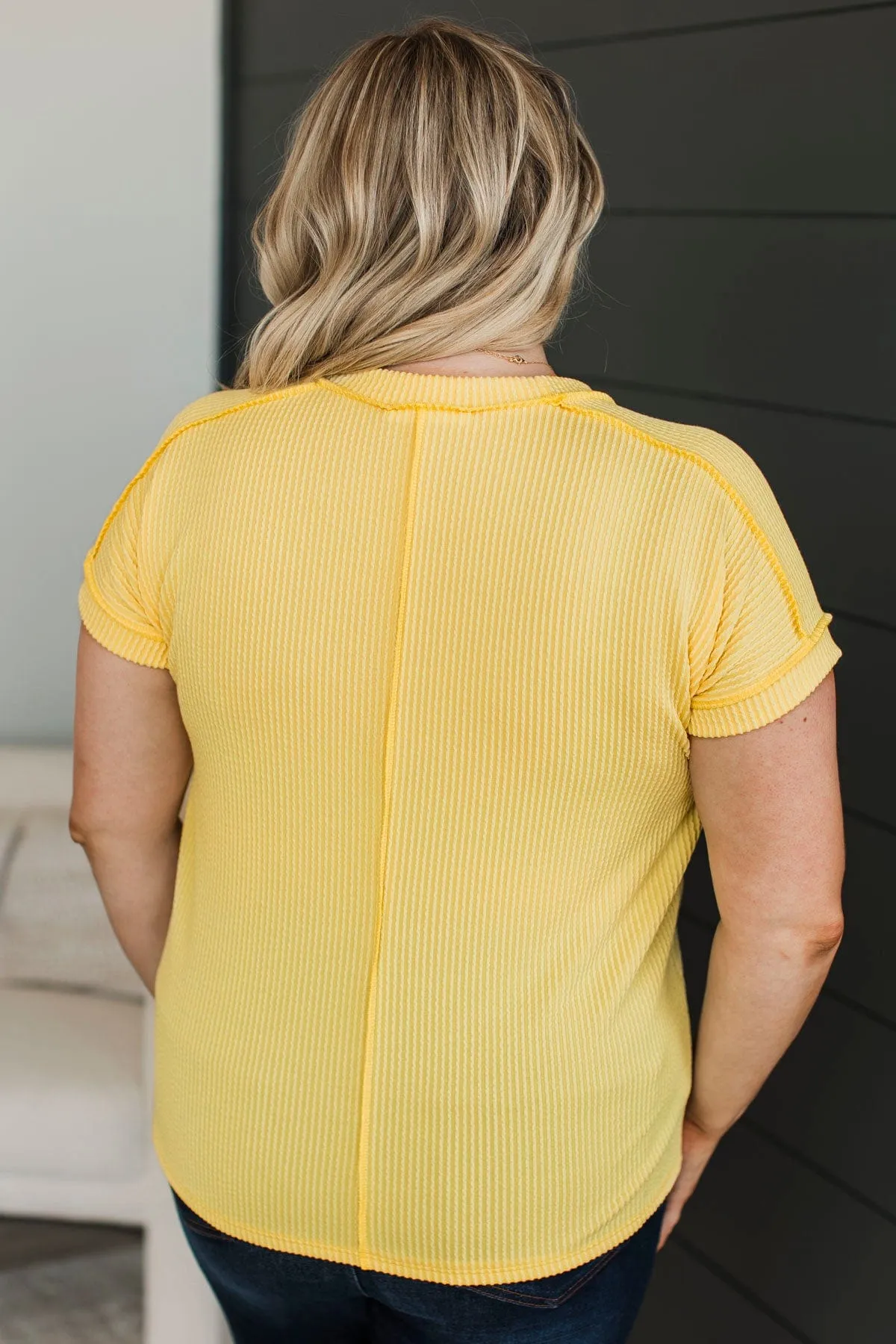 Be Your Number One Ribbed Top- Yellow