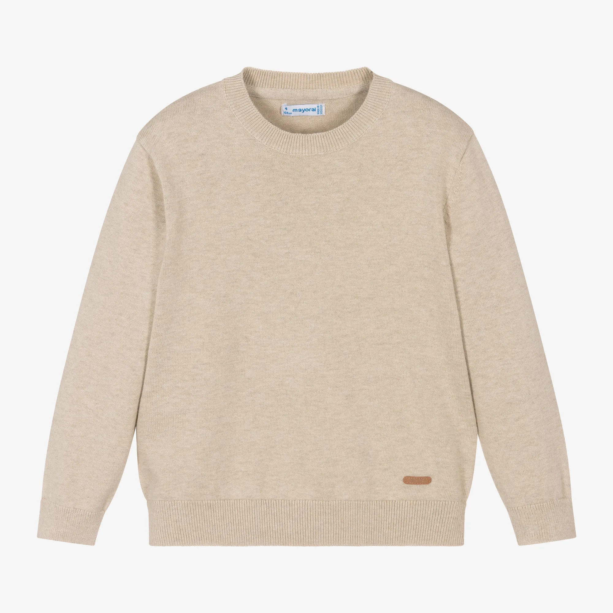 Beige Cotton Knitted Sweater