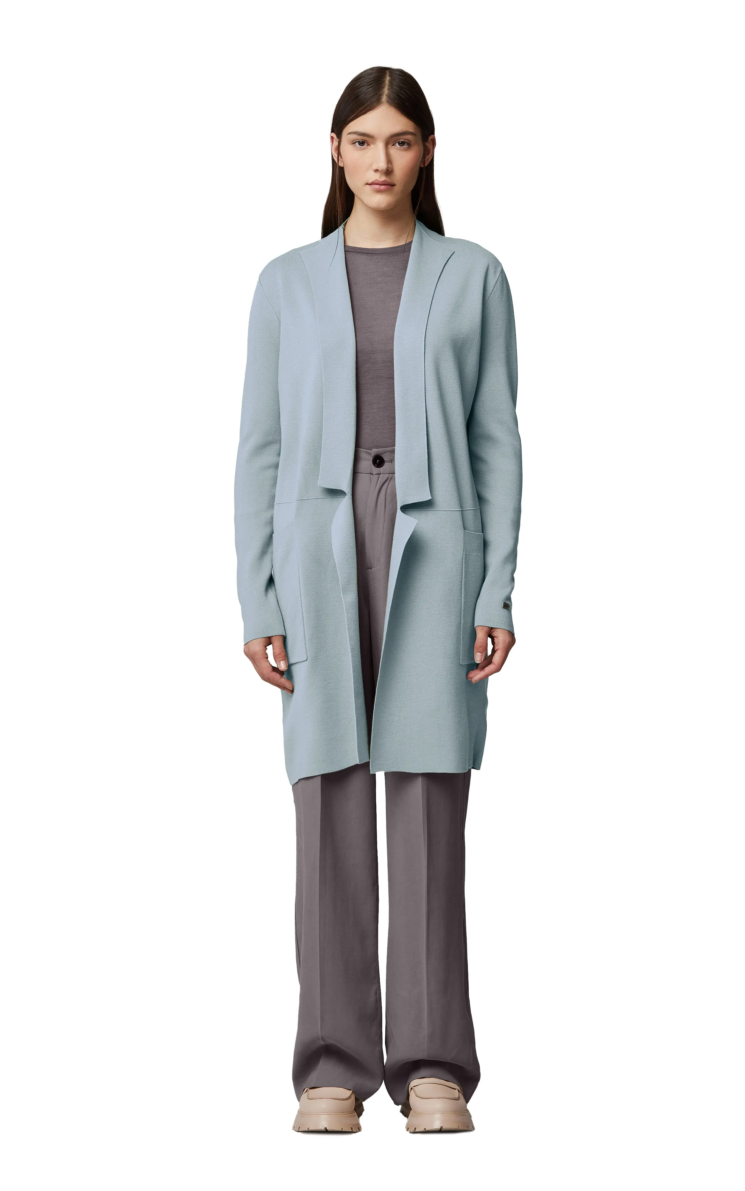 BENELA MID LENGTH SLIT LAPEL COATIGAN