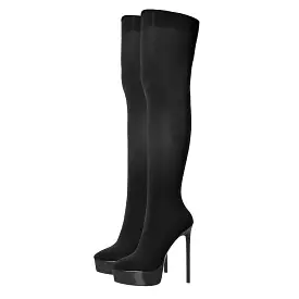 Black Platform High Heel Over the Knee Boots