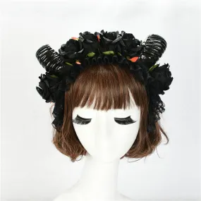 Black Rose Ram Horns Hairpiece