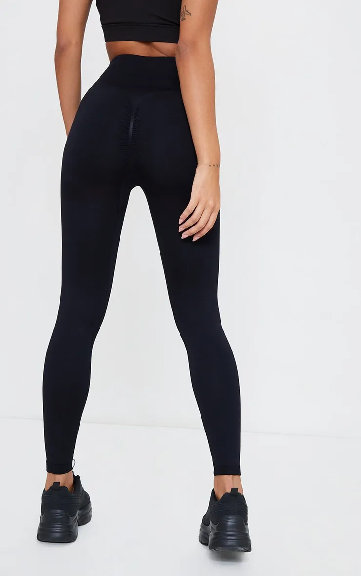 Black Ruched Bum Seamless Leggings | Active