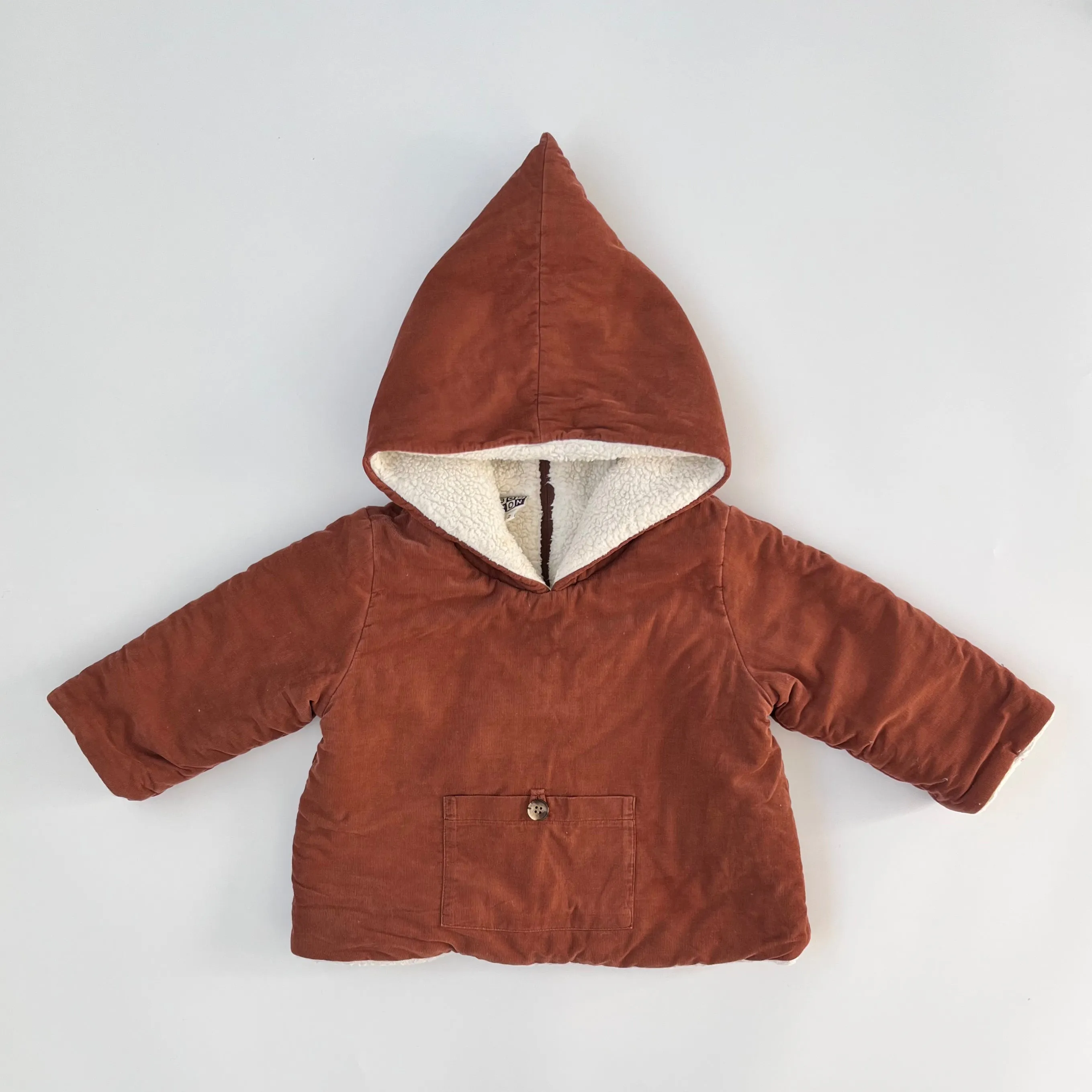 Bonton Rust Cord Padded Coat With Hood: 2 Years