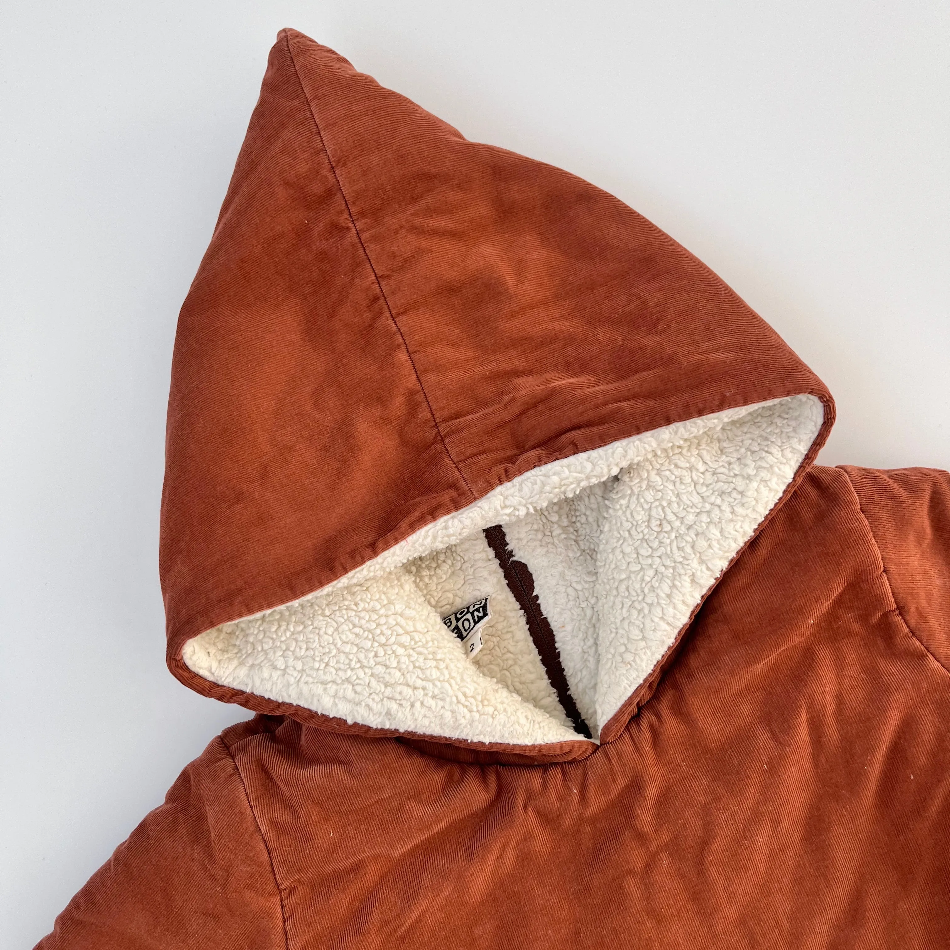 Bonton Rust Cord Padded Coat With Hood: 2 Years