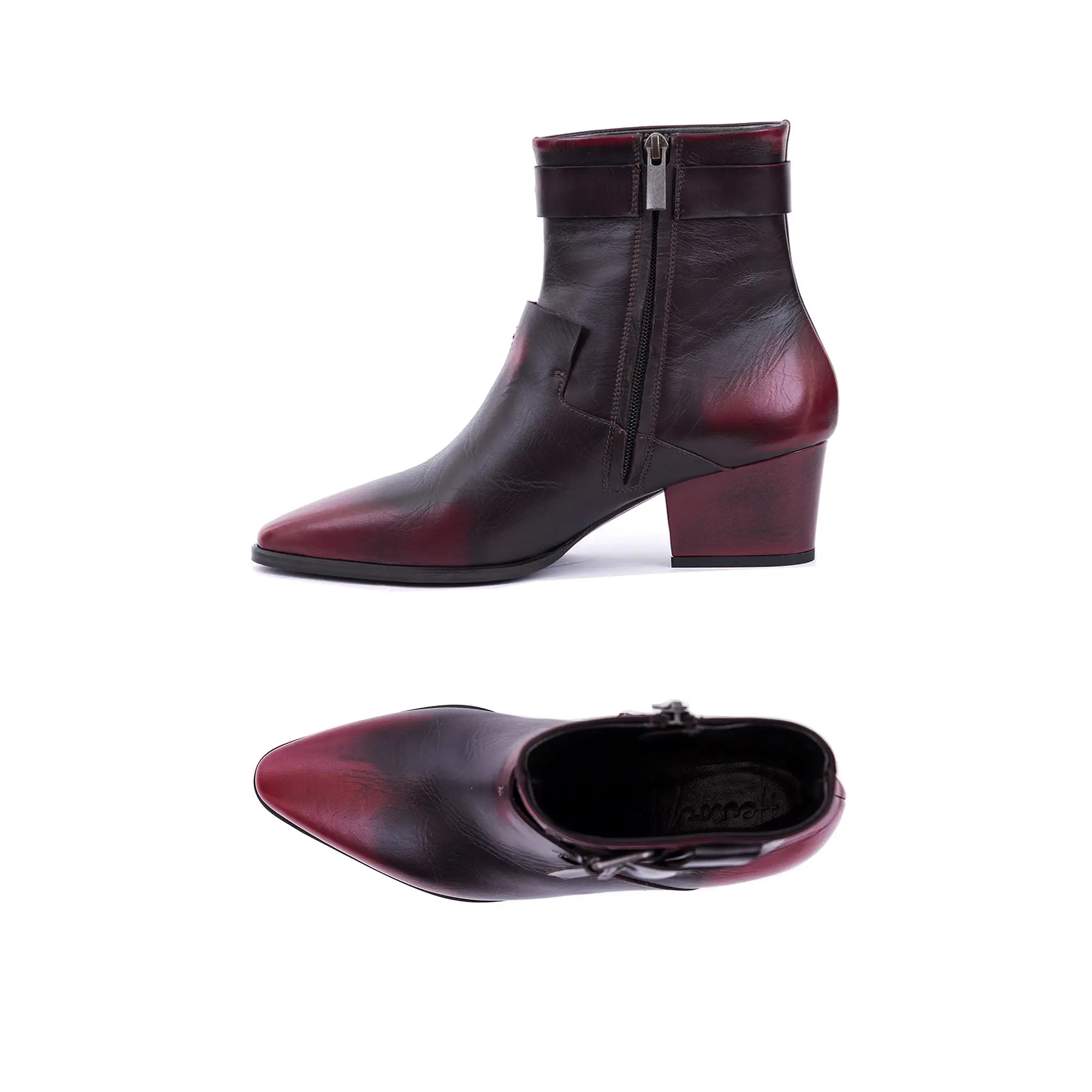 Bootie Nodo Spazzolato Burgundy