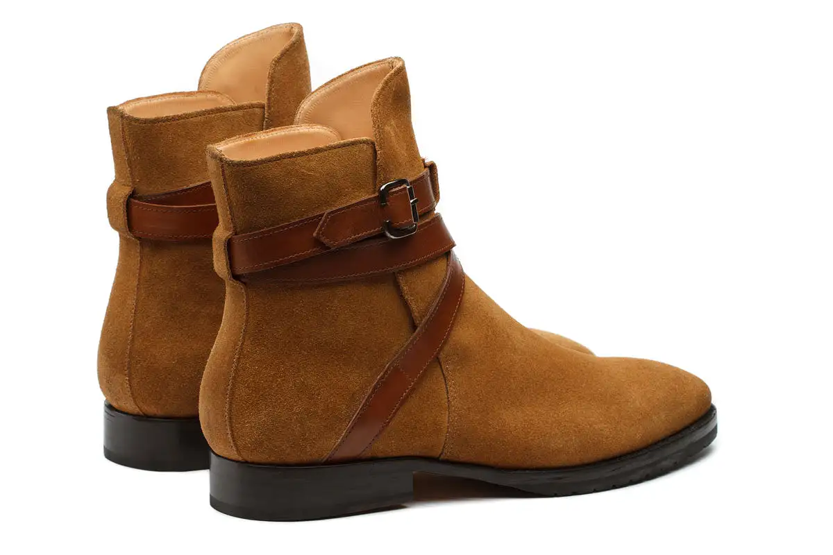 Boots With Straps-Camel Suede