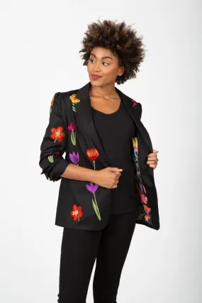 Bright Blooms Black Jacket