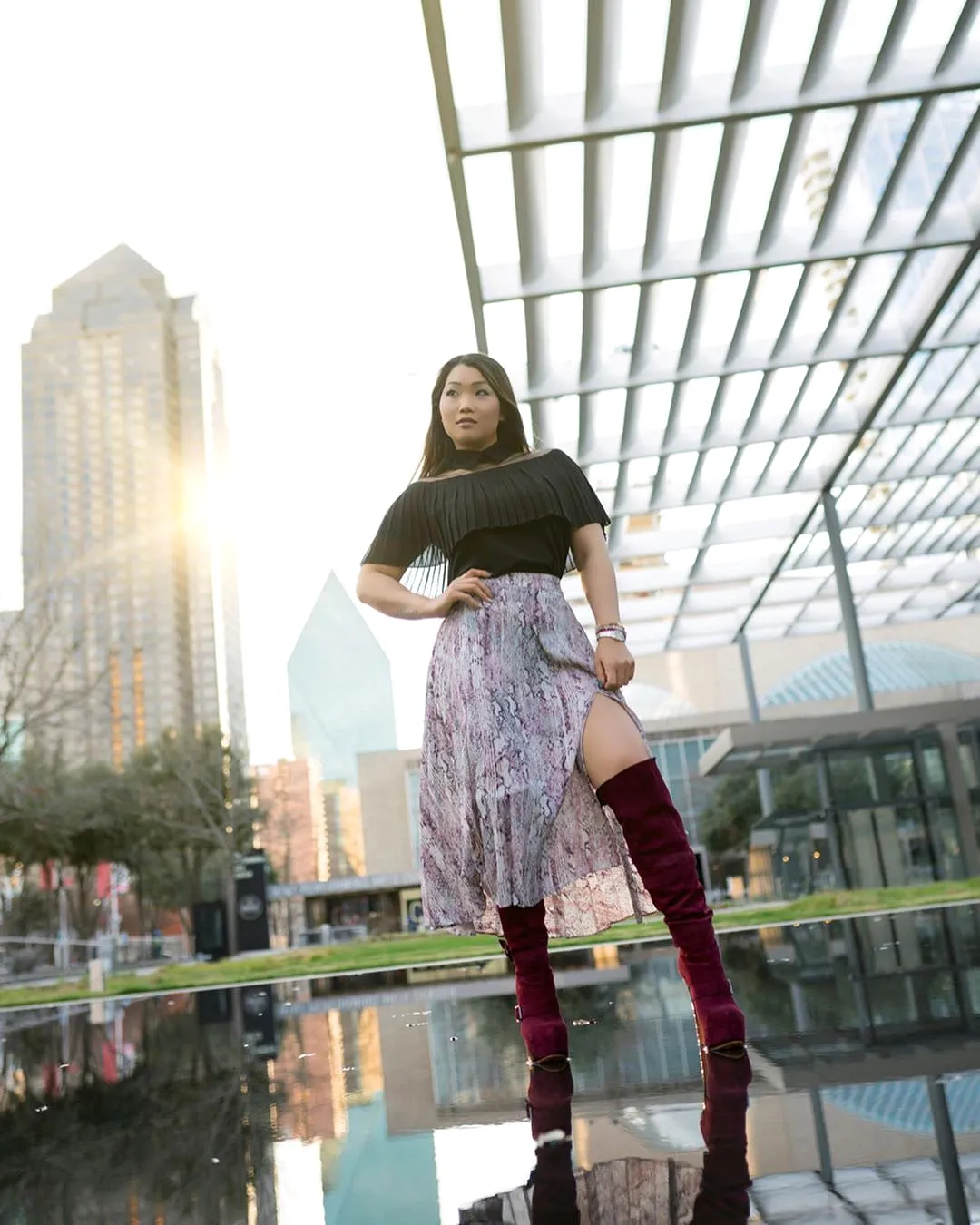 Burgundy Suede Platform Buckle Stiletto Over The Knee High Boots