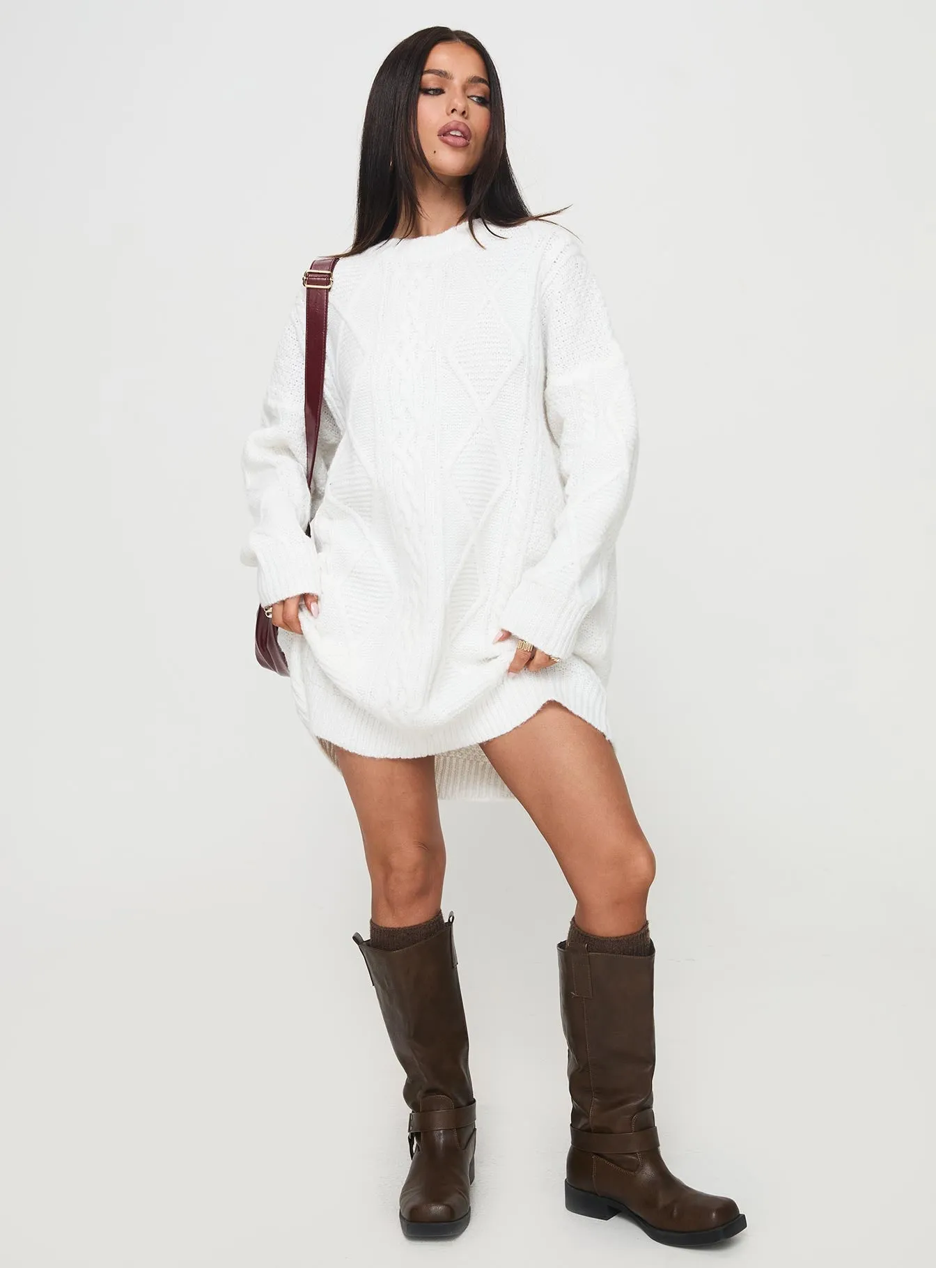 Canlish Sweater Mini Dress Cream