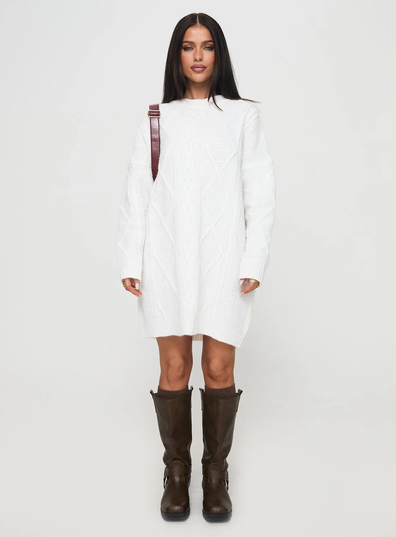 Canlish Sweater Mini Dress Cream