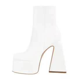 Chunky Ankle Boots Thick High Heels Platform Shoes