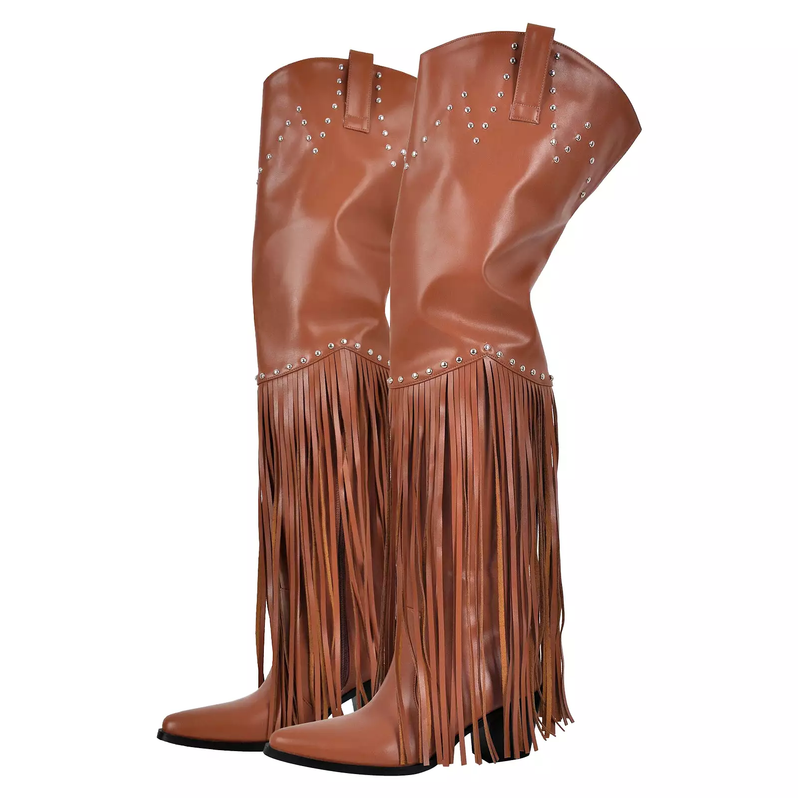 Chunky Heel Fringe Over The Knee Boots