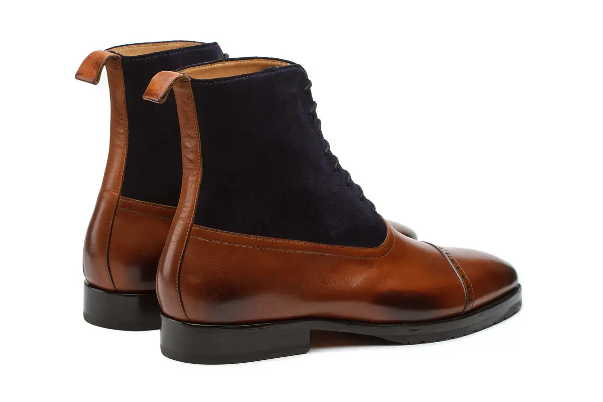 Combination Boots-Navy Suede & Tan