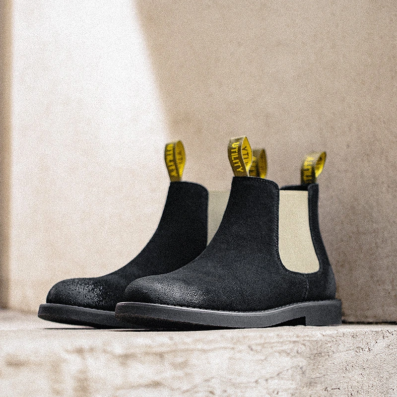 Contrast British Style Chelsea Boots Black 