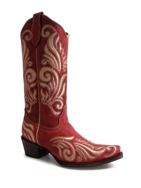 Corral Womens Red Embroidery Boots