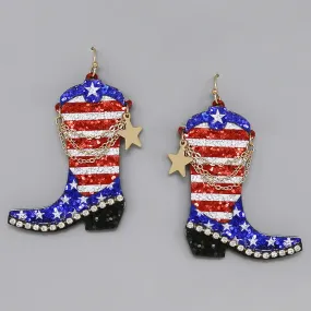 Cowgirl Boots Glitter Drop Earrings