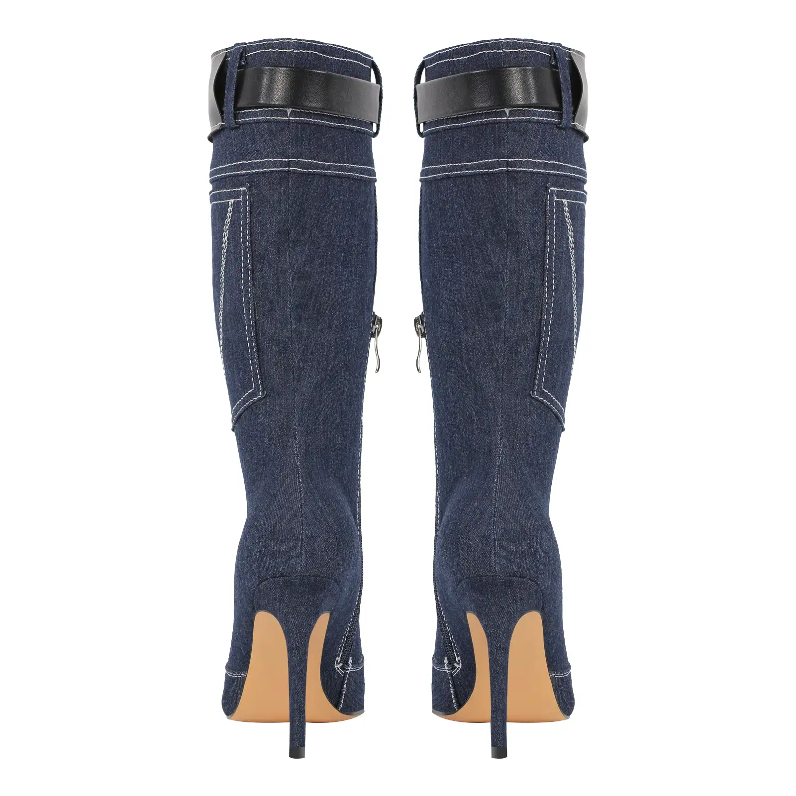 Denim Pointed Toe High Stiletto Boots