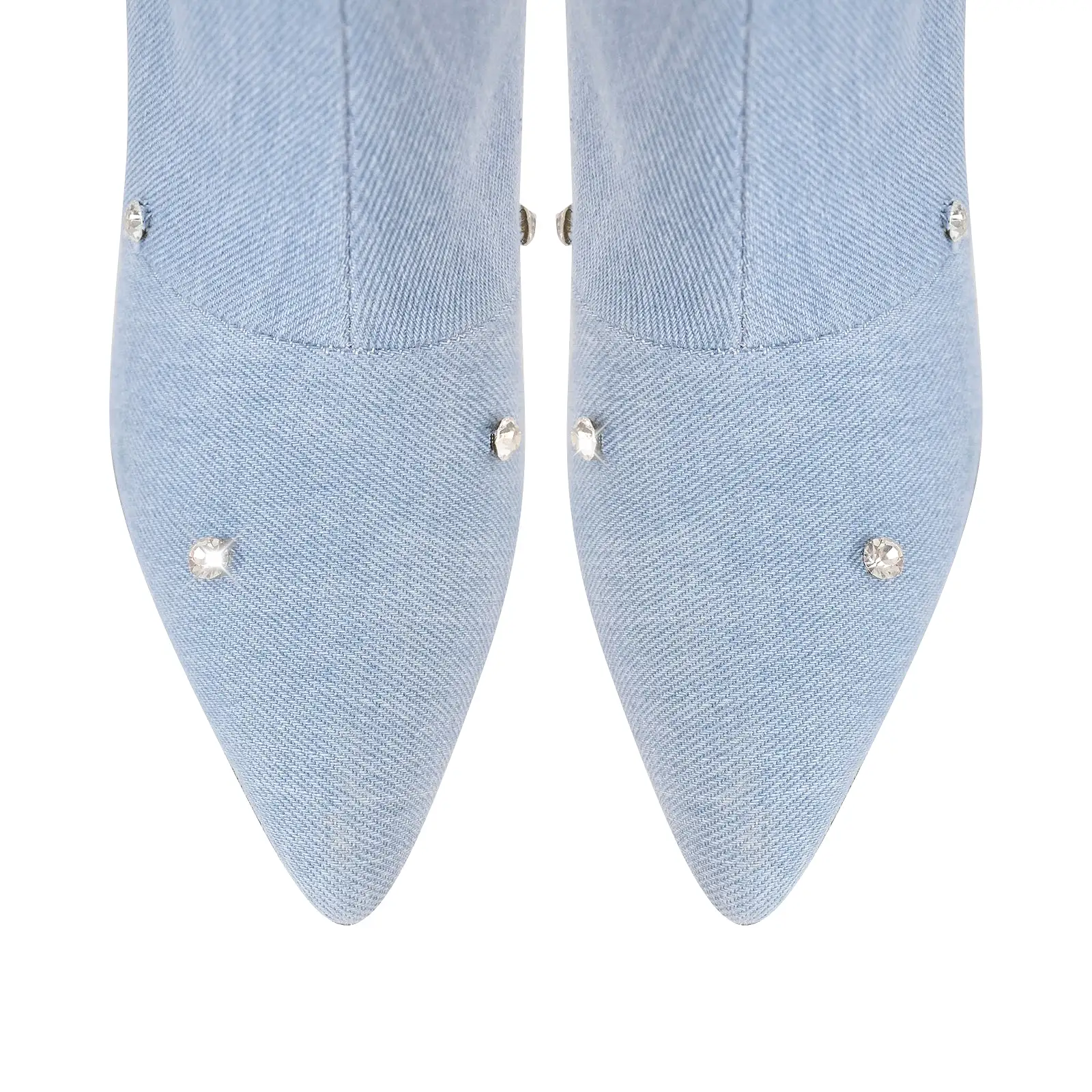 Denim Pointed Toe Wedge Heel Boots