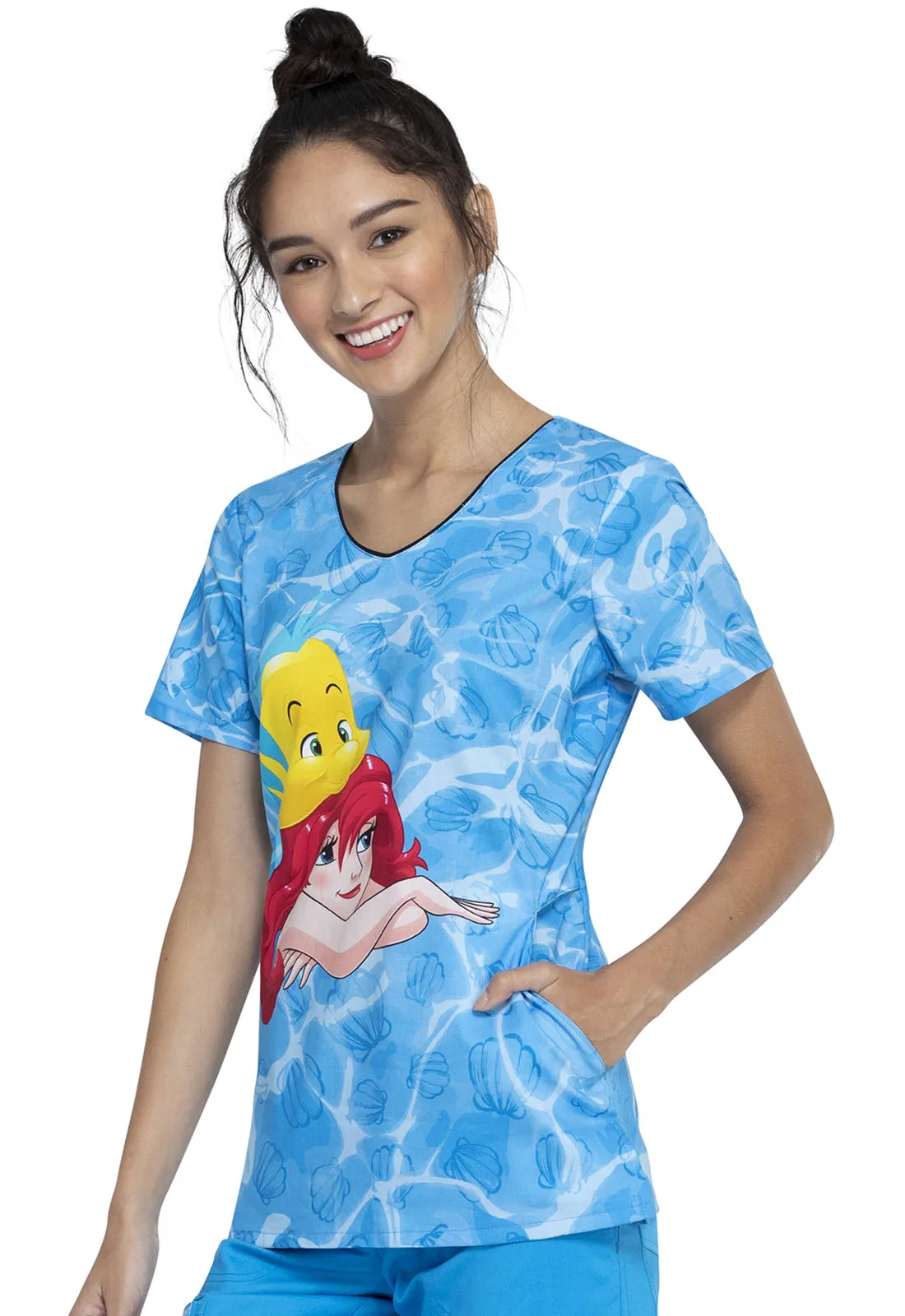 Disney V-Neck Top in Ariel And Flounder