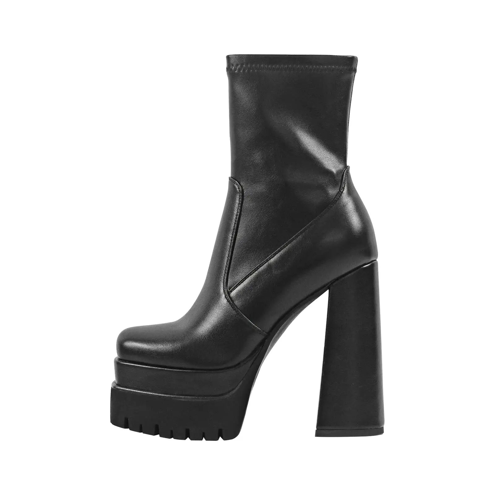 Double Platform Block Heel Ankle Boots