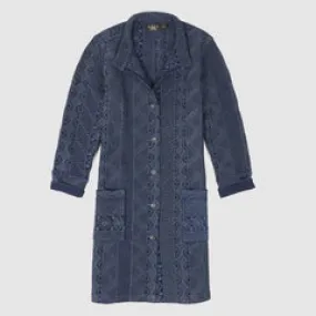 Double RL Ladies Quilted Indigo Cotton Jersey Duster Coat