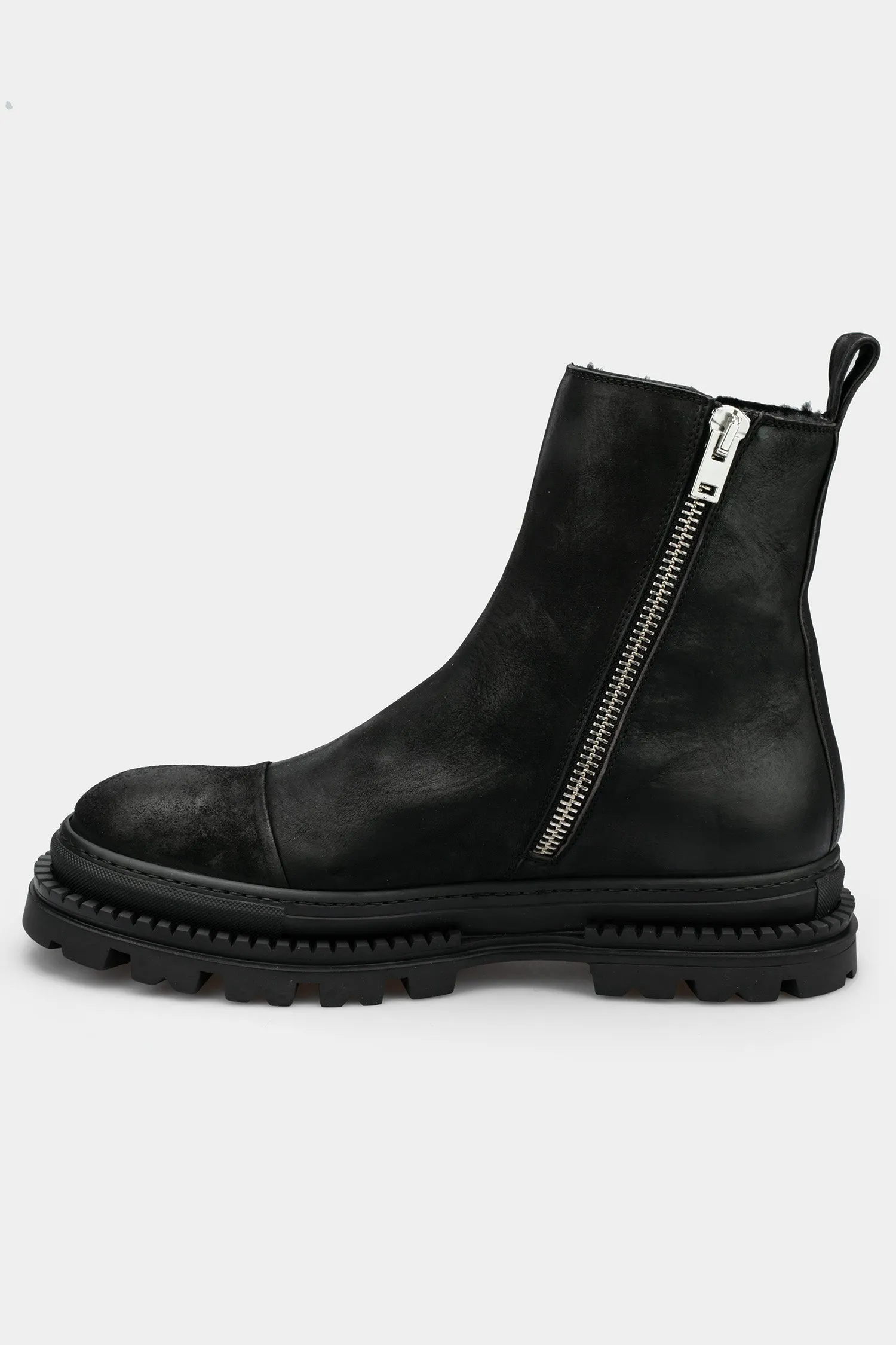 Double zip shearling lined boots