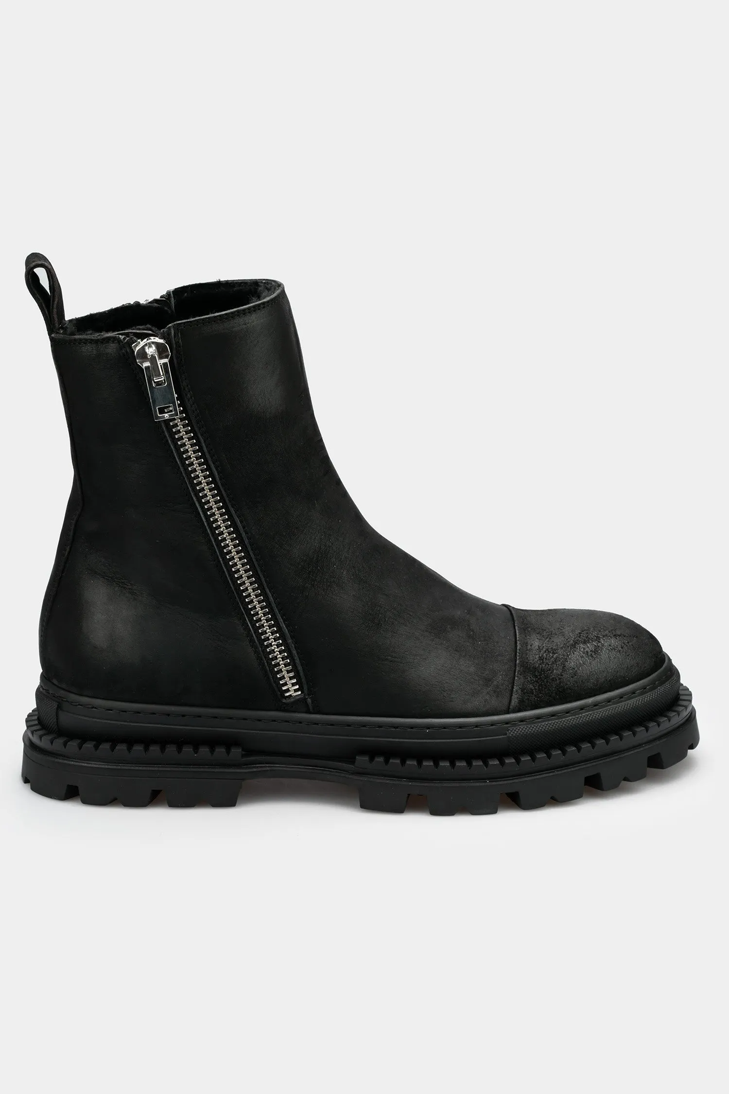 Double zip shearling lined boots