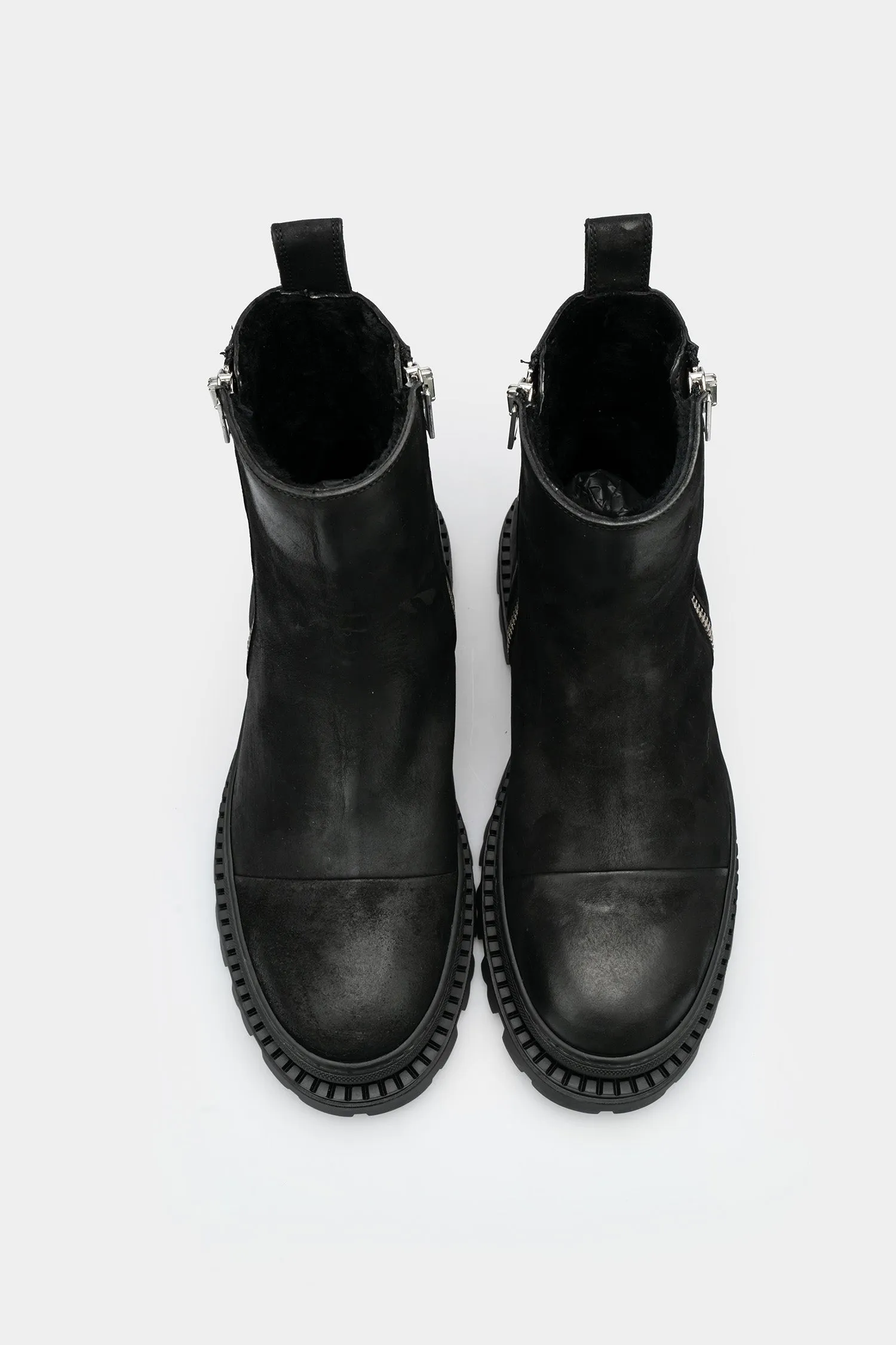 Double zip shearling lined boots