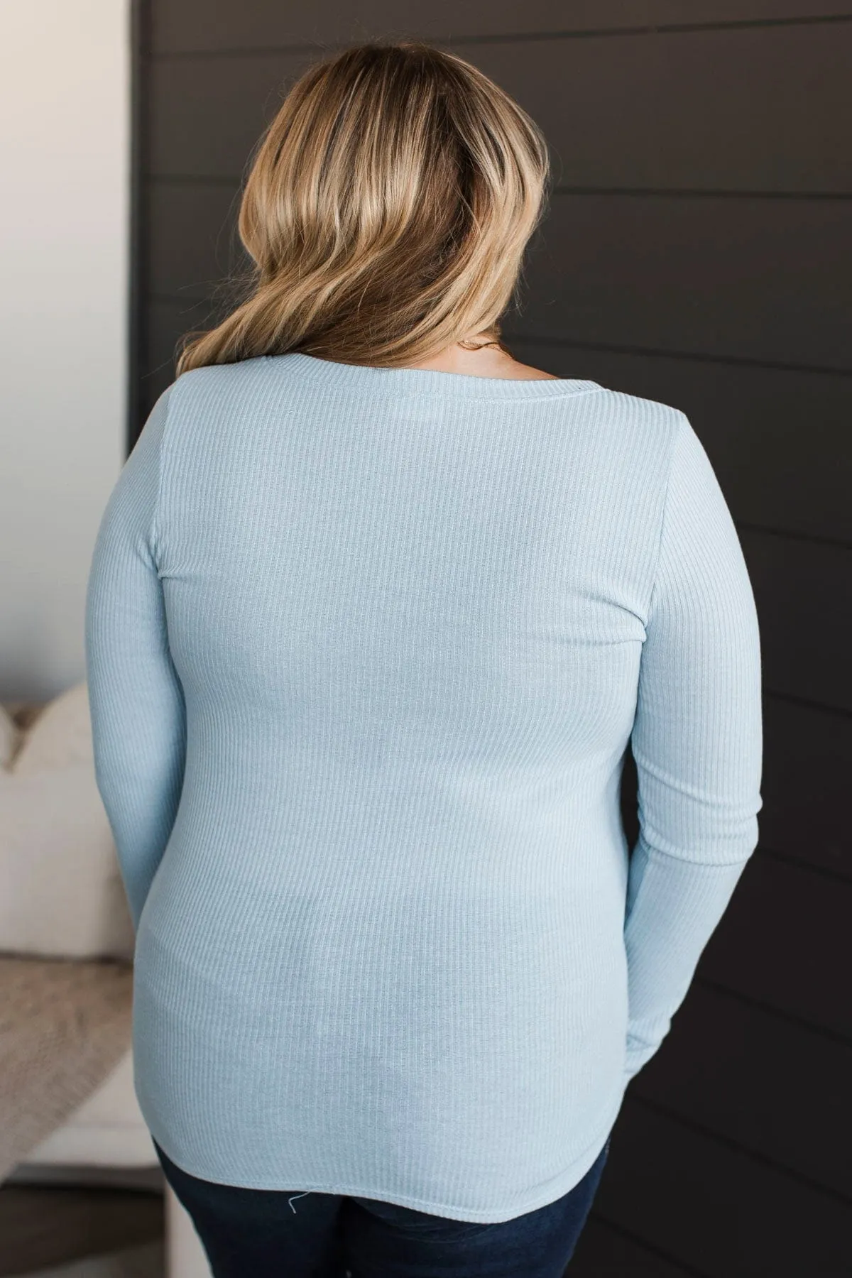 Dreams Of Forever Ribbed Top- Sky Blue