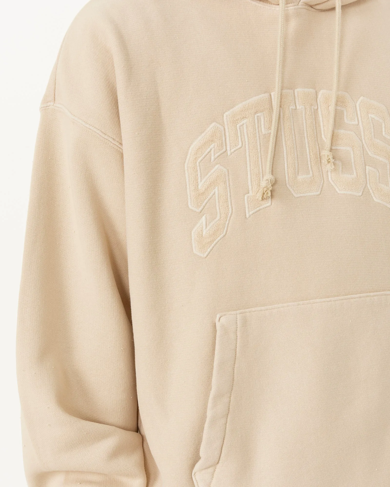 Embroidered Relaxed Hoodie in Sand