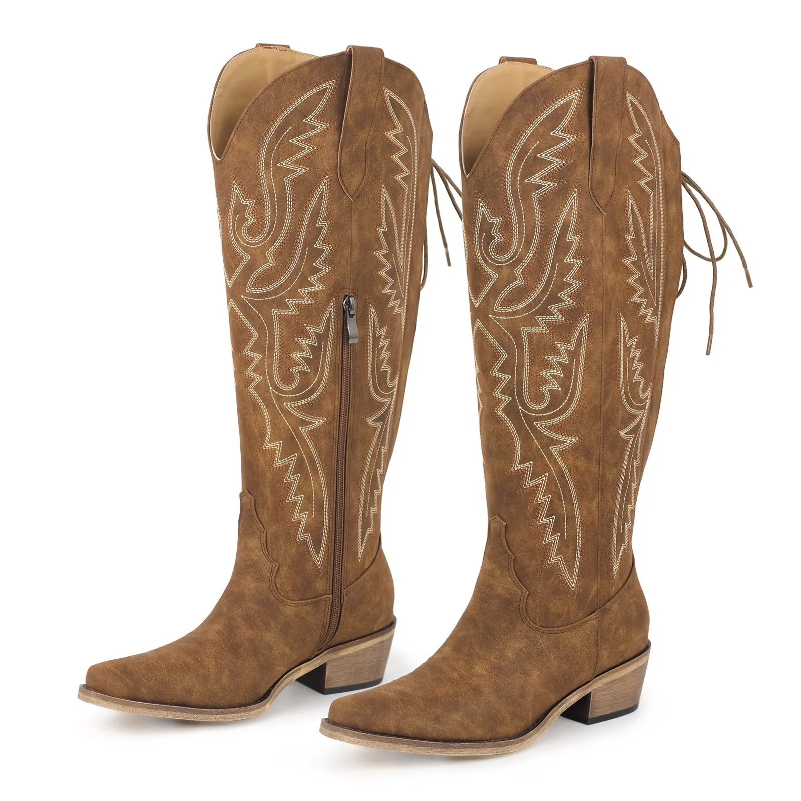 Embroidery Knee High Western Boots