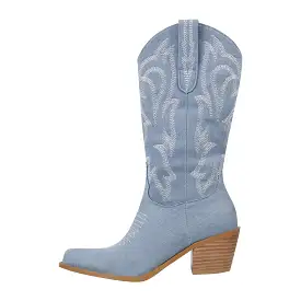 Embroidery Mid-Calf Cowboy Boots