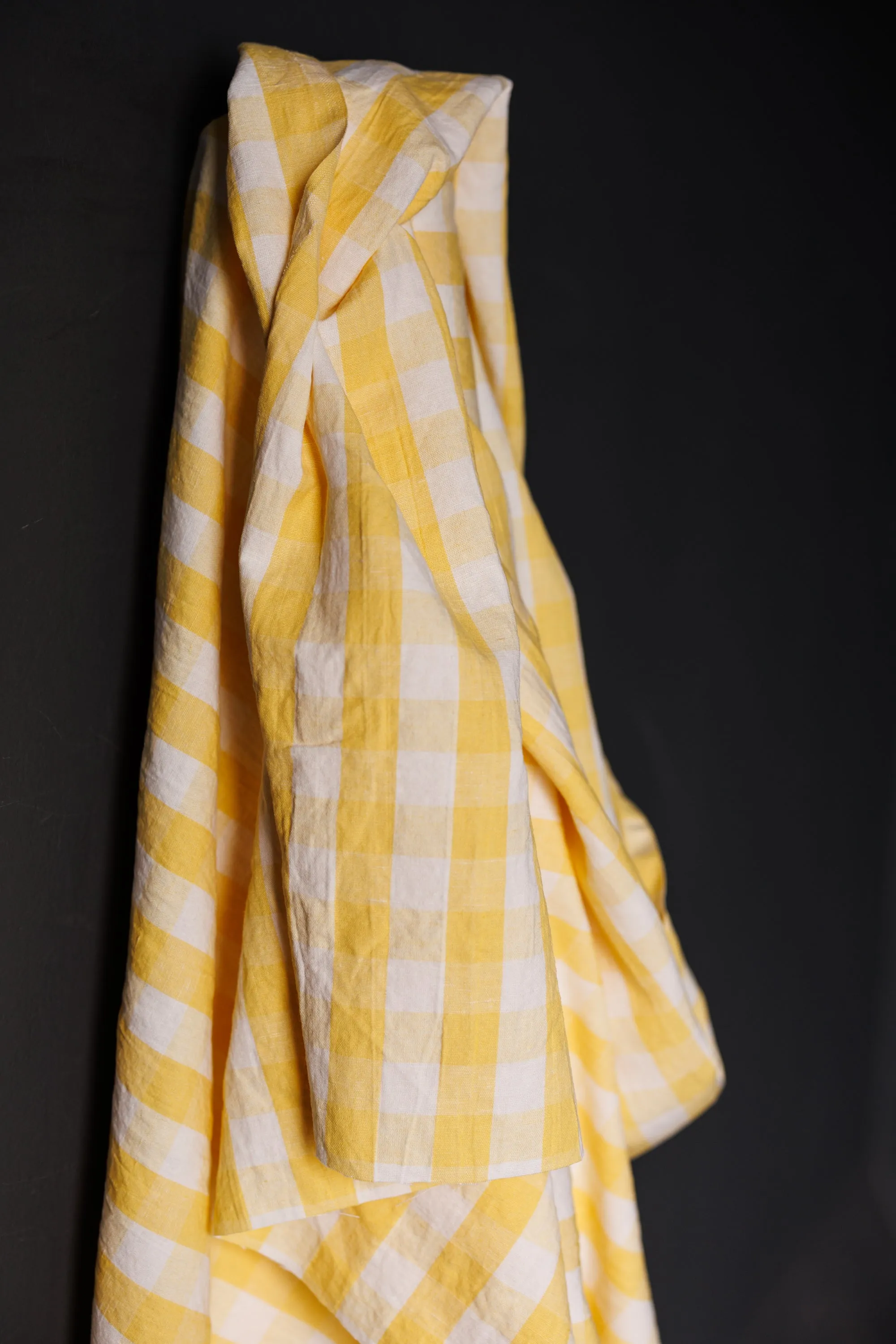 European Linen/Cotton blend - Large Yellow Gingham Check