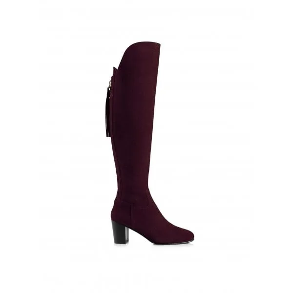 Fairfax & Favor Womens Heeled Amira Boots in Plum Suede