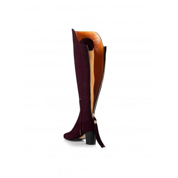 Fairfax & Favor Womens Heeled Amira Boots in Plum Suede